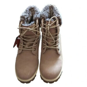 LUGZ Womens Convoy Faux Fur Lace Up Casual Boots Ankle Mid Heel 2-3"